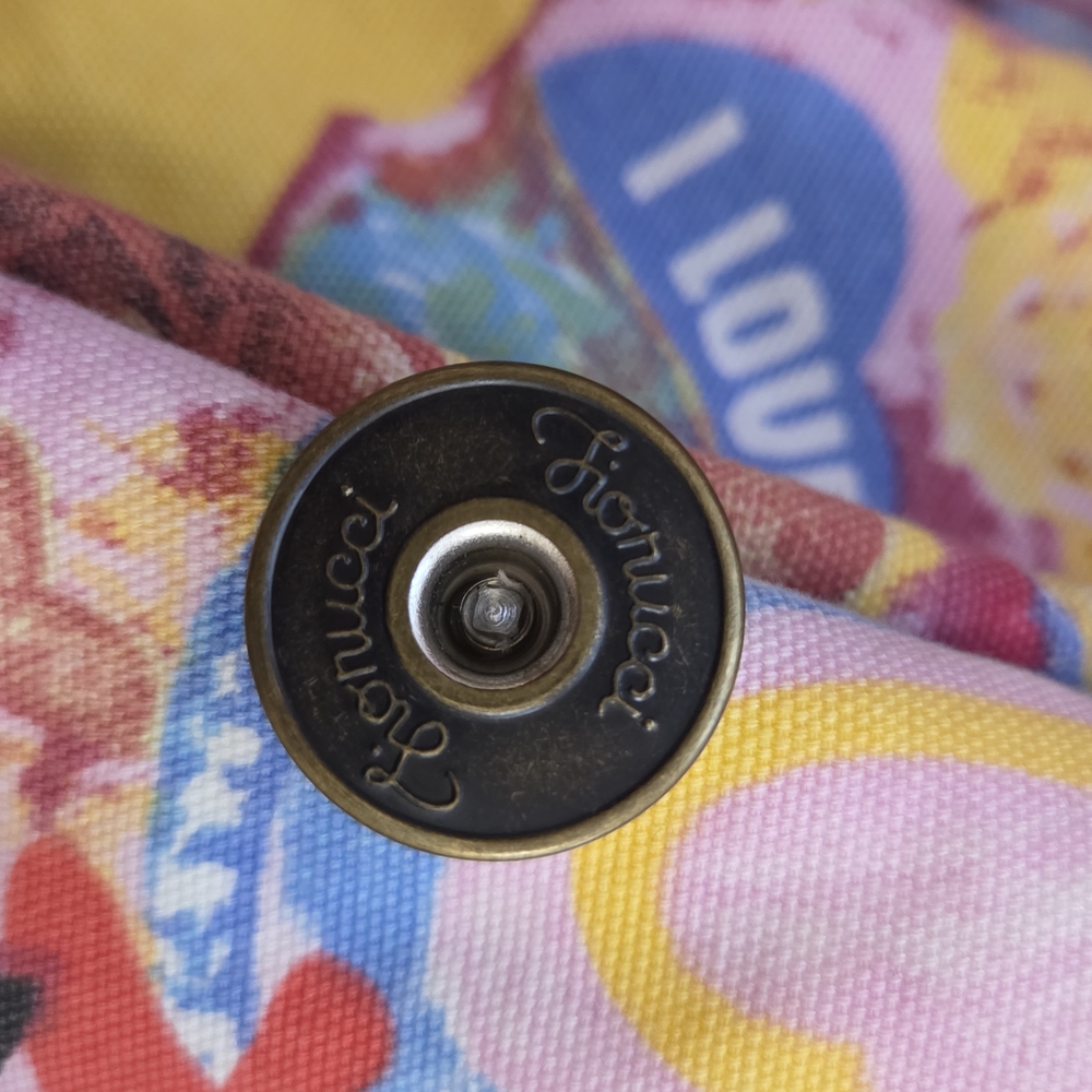Vintage Fiorucci Angels Pop Art Trench Coat – Y2K Graphic Print – Hearts Roses - Picture 7 of 9